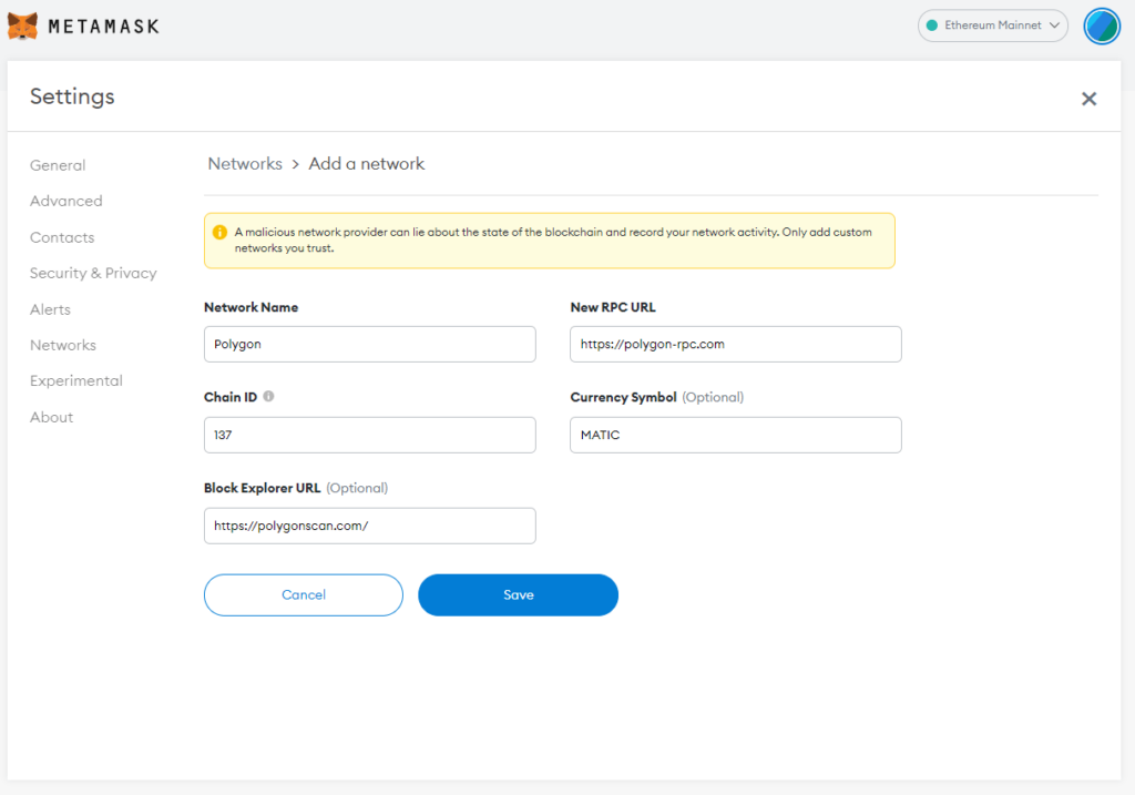 Saving Your Network Changes